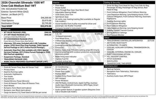 Summit White 2026 Chevrolet Silverado 1500 WT