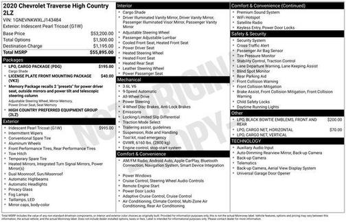 2020 Chevrolet Traverse High Country