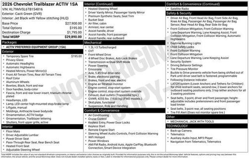 2026 Chevrolet Trailblazer ACTIV