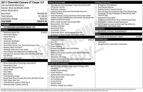 2011 Chevrolet Camaro 1LT