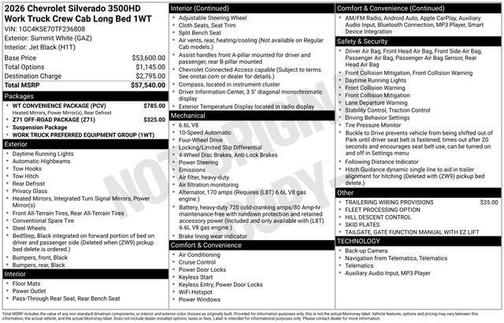 Summit White 2026 Chevrolet Silverado 3500 WT