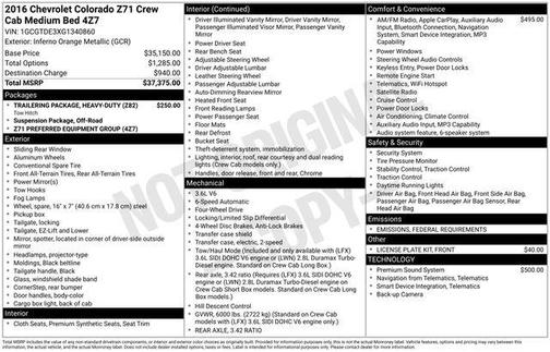 2016 Chevrolet Colorado Z71