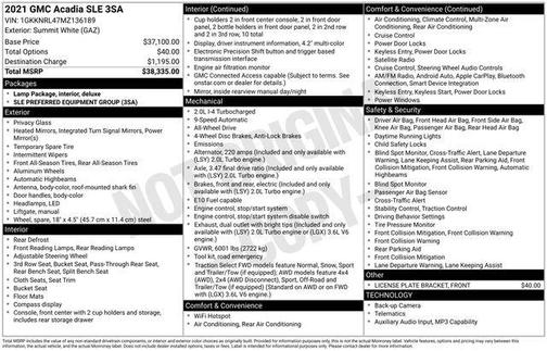 2021 GMC Acadia AWD SLE