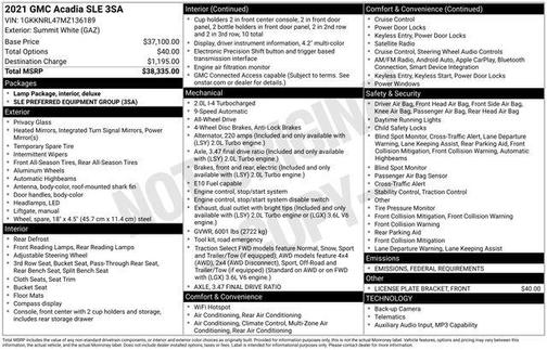 2021 GMC Acadia AWD SLE