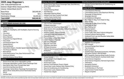Bright White Clearcoat 2025 Jeep Wagoneer L Series I 4x4