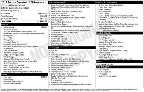 2019 Subaru Crosstrek 2.0i Premium