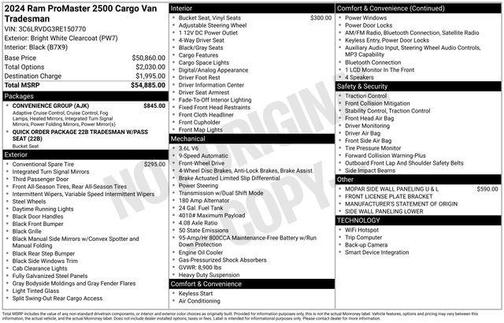 Bright White Clearcoat 2024 RAM ProMaster 2500 Tradesman
