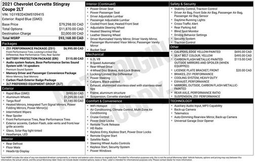 Blue 2021 Chevrolet Corvette Stingray w/2LT