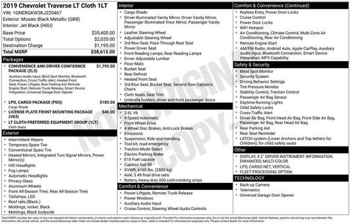 2019 Chevrolet Traverse LT Cloth
