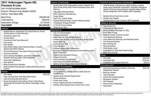 Platinum Gray Metallic 2021 Volkswagen Tiguan 2.0T SEL R-Line 4MOTION