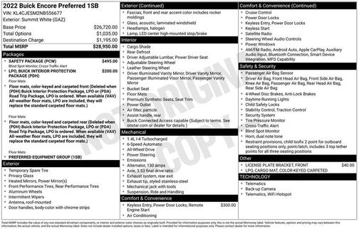 Summit White 2022 Buick Encore Preferred