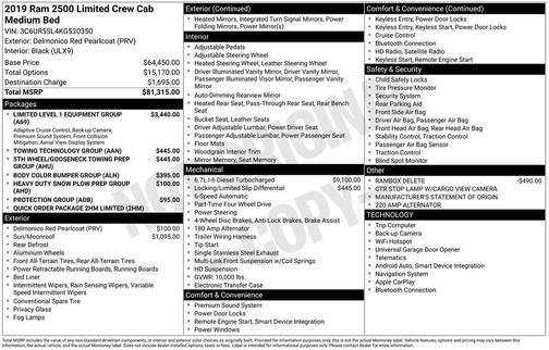 2019 RAM 2500 Limited Crew Cab 4x4 6'4' Box