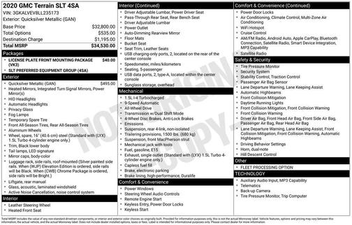 Quicksilver Metallic 2020 GMC Terrain SLT