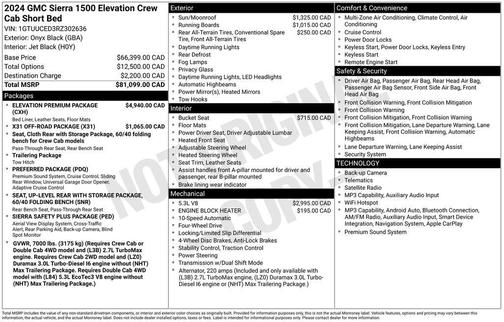 Onyx Black 2024 GMC Sierra 1500 Elevation