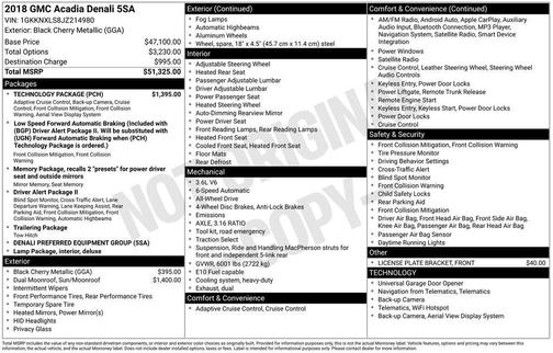 Black Cherry Metallic 2018 GMC Acadia Denali