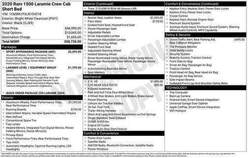 Bright White Clearcoat 2020 RAM 1500 Laramie