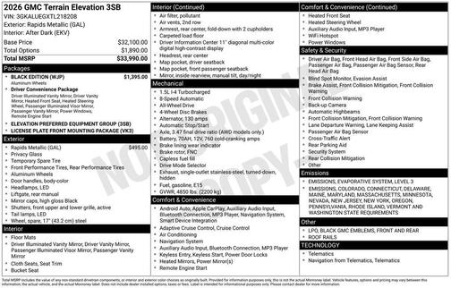 2026 GMC Terrain AWD Elevation