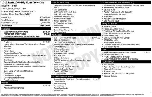 Bright White Clearcoat 2022 RAM 2500 Big Horn Crew Cab 4x4 6'4' Box