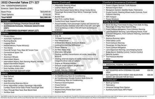 2022 Chevrolet Tahoe 4WD Z71