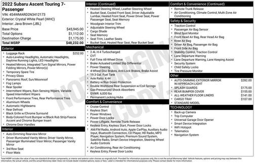 2022 Subaru Ascent Touring 7-Passenger