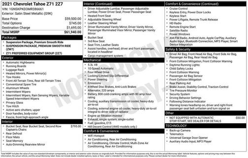 2021 Chevrolet Tahoe 4WD Z71