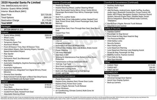 2020 Hyundai SANTA FE Limited 2.4