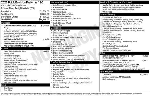 Ebony Twilight Metallic 2022 Buick Envision FWD Preferred