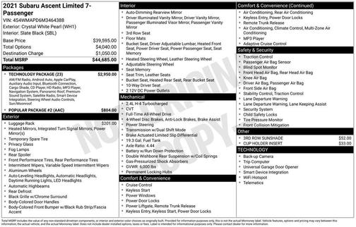 2021 Subaru Ascent Limited 7-Passenger