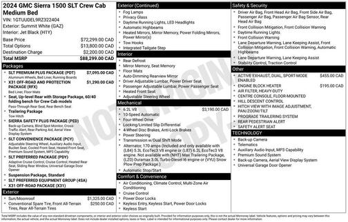White 2024 GMC Sierra 1500 SLT