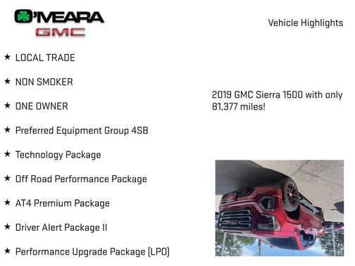 Red Quartz Tintcoat 2019 GMC Sierra 1500 AT4