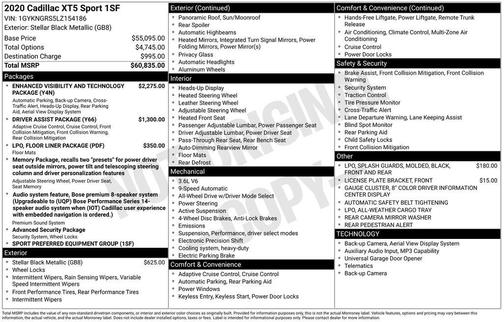 Stellar Black Metallic 2020 Cadillac XT5 Sport