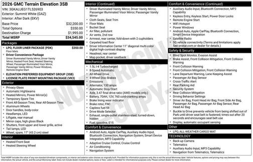Summit White 2026 GMC Terrain AWD Elevation