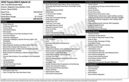 Magnetic Gray Metallic 2020 Toyota RAV4 Hybrid LE