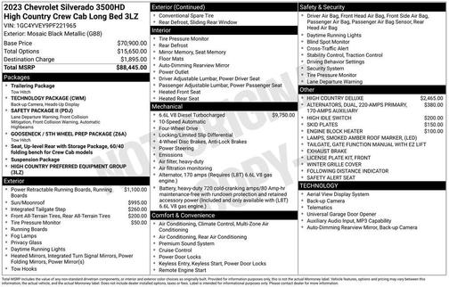Mosaic Black Metallic 2023 Chevrolet Silverado 3500 High Country
