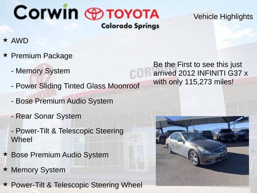 2012 INFINITI G37x Base