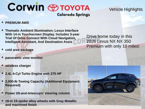 2026 Lexus NX 350 NX 350 Premium