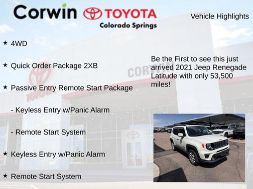 Alpine White Clearcoat 2021 Jeep Renegade Latitude