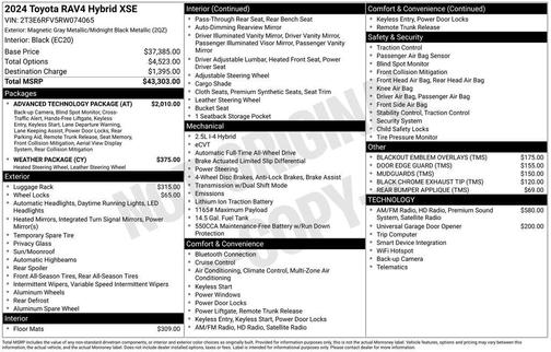 Midnight Black Metallic 2024 Toyota RAV4 Hybrid SE