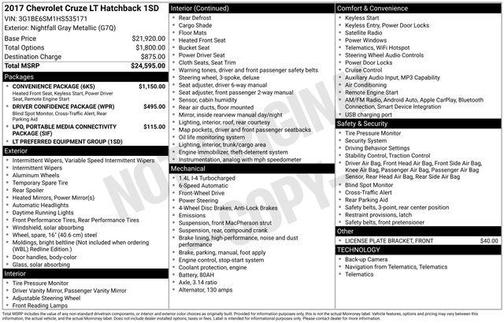 Nightfall Gray Metallic 2017 Chevrolet Cruze LT