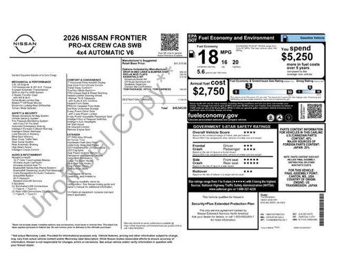 Glacier White 2026 Nissan Frontier PRO-4X