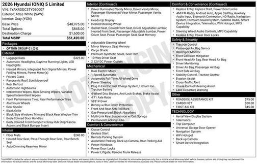 Atlas White 2026 Hyundai IONIQ 5 Limited