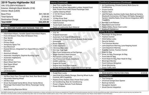 Midnight Black Metallic 2019 Toyota Highlander XLE