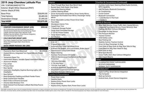 Bright White Clearcoat 2019 Jeep Cherokee Latitude Plus