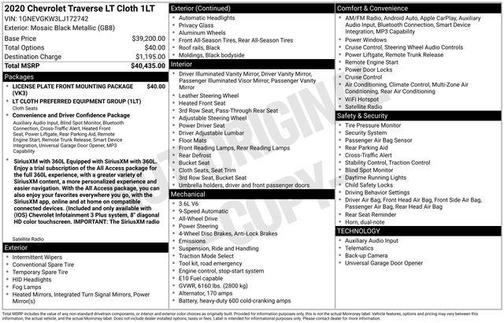 Mosaic Black Metallic 2020 Chevrolet Traverse LT Cloth