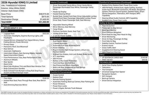 Atlas White 2026 Hyundai IONIQ 5 Limited