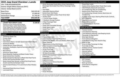 Bright White Clearcoat 2022 Jeep Grand Cherokee L Laredo