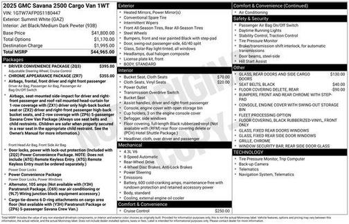 Summit White 2025 GMC Savana 2500 Work Van
