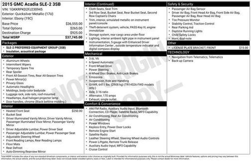 Quicksilver Metallic 2015 GMC Acadia SLE-2