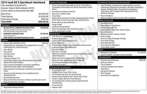 Glacier White 2019 Audi RS 5 2.9T