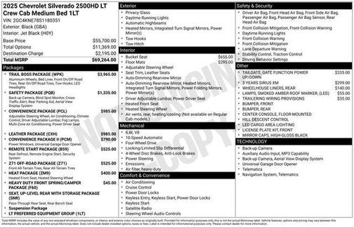 Black 2025 Chevrolet Silverado 2500 LT